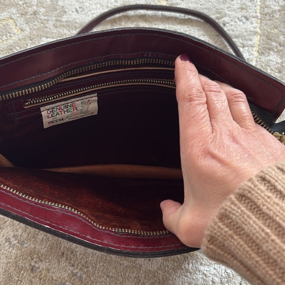Vintage Reem Burgundy Leather Handbag Made in USA - Picture 11 of 15